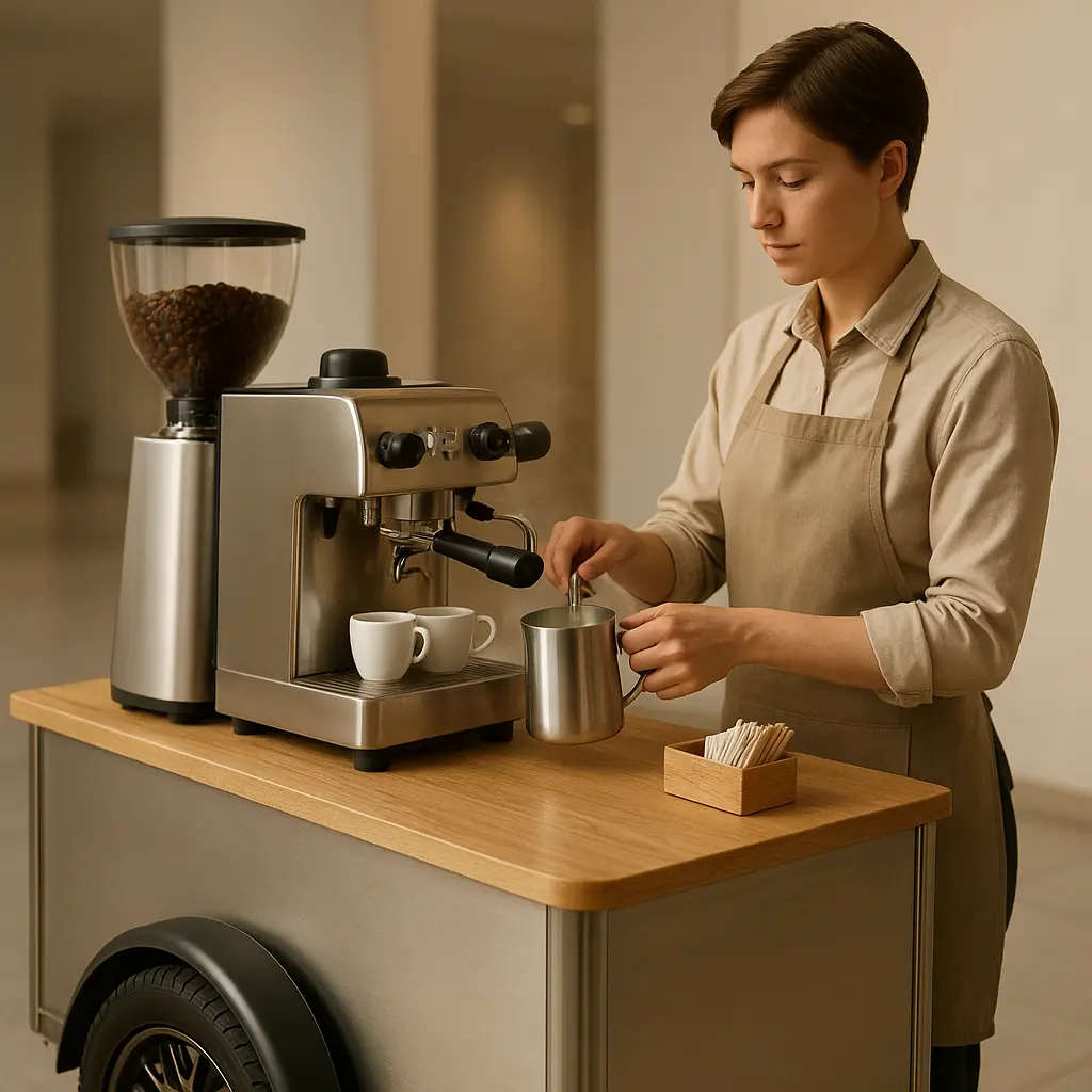 Mobiler Coffee Cart an einem Corporate Event