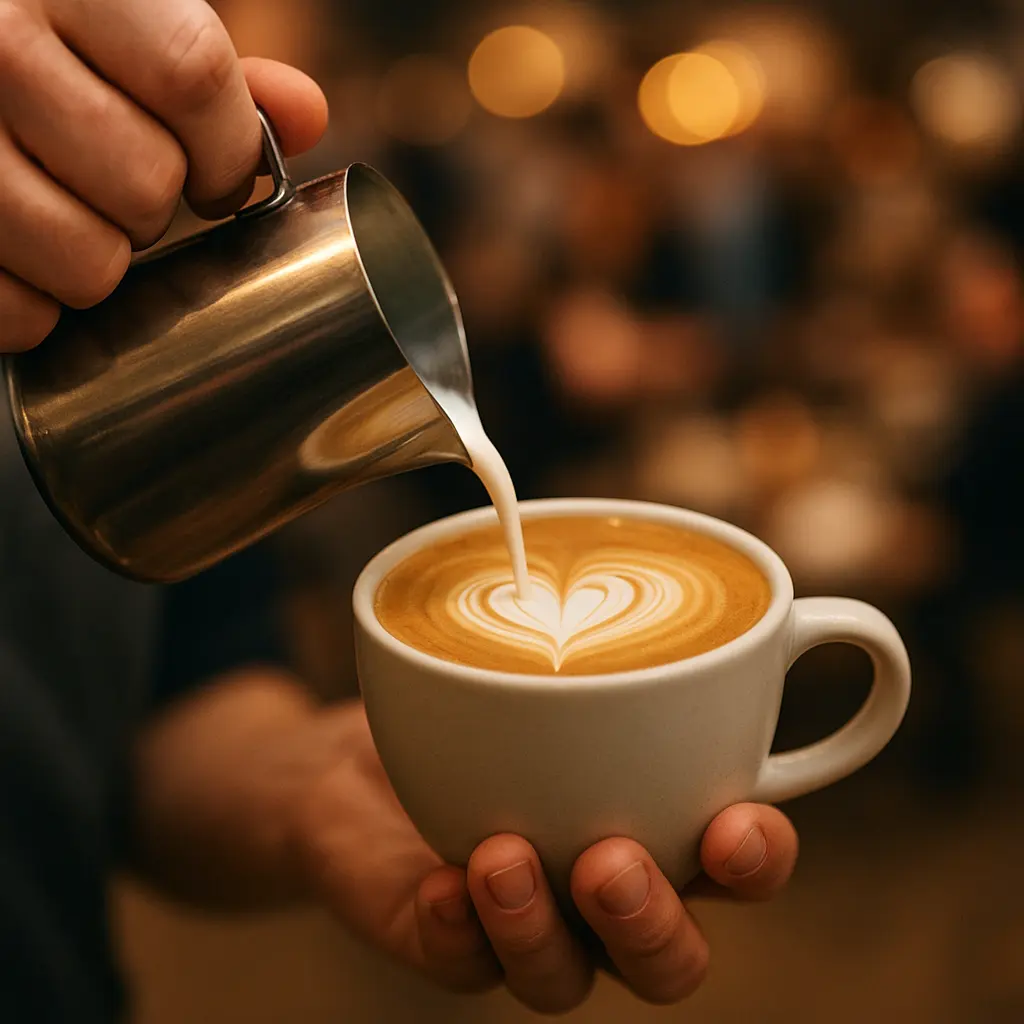 Barista mit Latte Art an einem Event