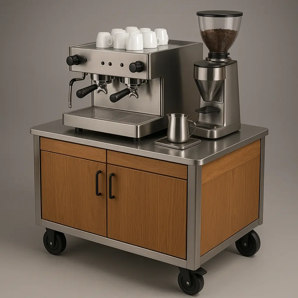 Mobiler Coffee Cart mit Espresso-Setup